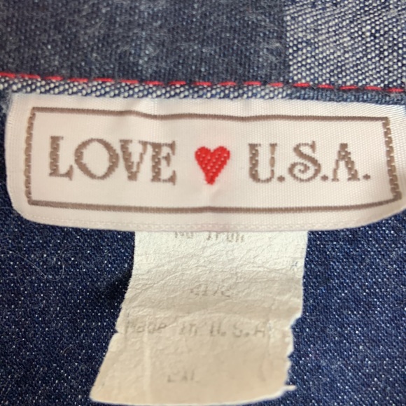 Love USA navy blue checkered Print button up denim shirt - Picture 3 of 6